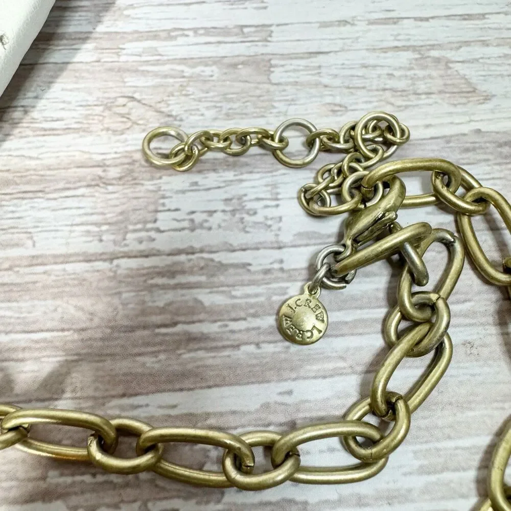 J Crew Sparkling Clear Crystal Necklace Gold Tone Round Clusters Chunky Chain